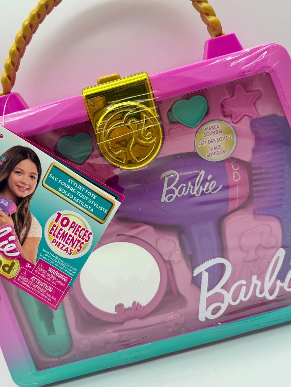 Barbie Trend Pretend Play Hair Stylist Tote Set w/ Mirror Dryer Accessories NEW